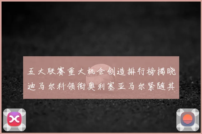 五大联赛重大机会创造排行榜揭晓迪马尔科领衔奥利塞亚马尔紧随其后