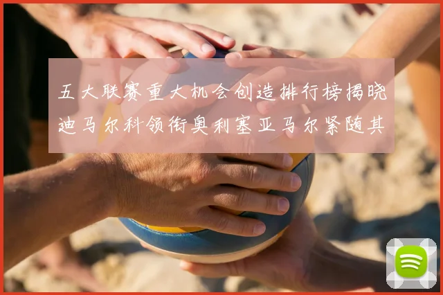 五大联赛重大机会创造排行榜揭晓迪马尔科领衔奥利塞亚马尔紧随其后